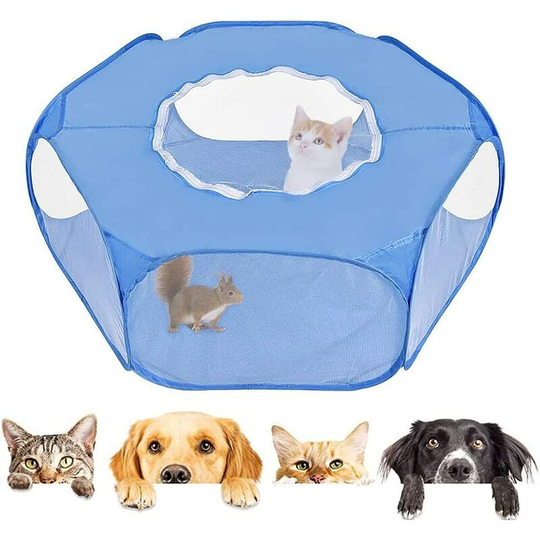 Litzee - Portable Pet Fence, portable outdoor fence, folding yard fence, pet cage tent, with escape proof top, for kittens rabbit hamster chinchillas