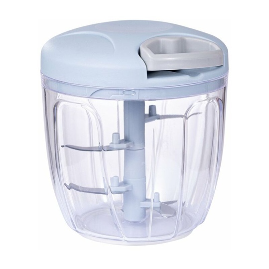 Benobby Kids - Manual Onion Cutter - Manual Garlic Chopper with Cord - Stainless Steel - 5 Blades - Multifunction Chopper for Nuts, Vegetables,