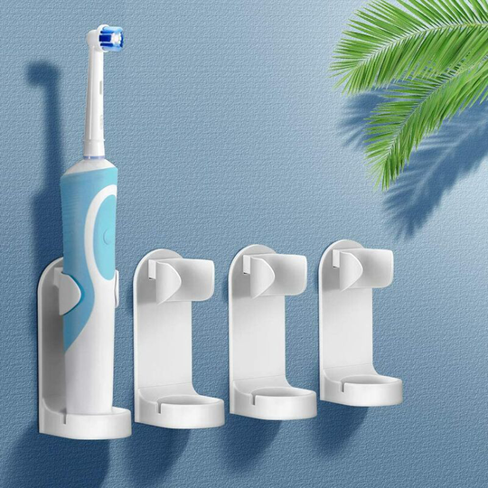 Electric Toothbrush Holder, Multi-Functional Plastic Self-adhesive Wall Mounted Toothpaste Organizer 4 Accessories Holder for Bathroom and Kitchen