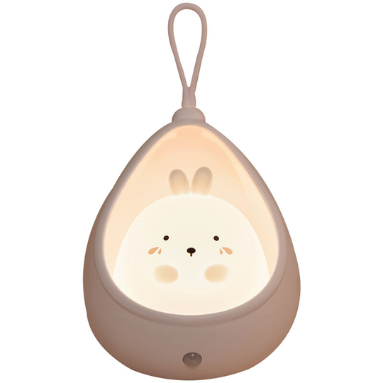 Human body induction night light, bedroom wardrobe bedside silicone night light - white cute rabbit