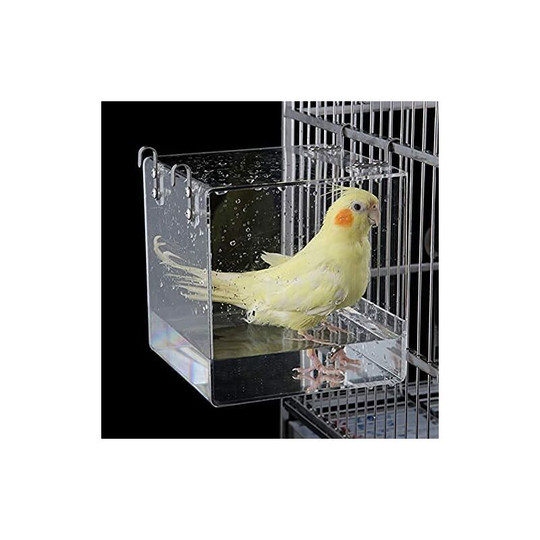 Hiasdfls - Hanging Bird Bath - Clear Acrylic - With Hooks - 16 x 16 x 16cm