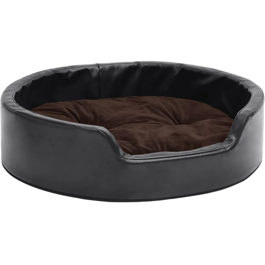 Dog Bed Black and Brown 69x59x19 cm Plush and Faux Leather Vidaxl Black
