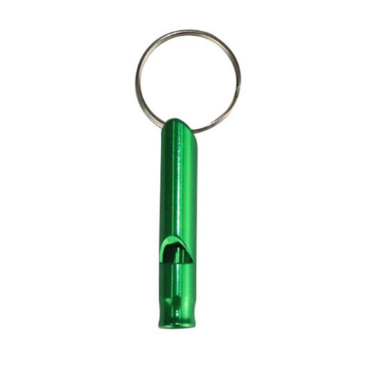 (x 1, GREEN ) Aluminium Dog Puppy Pet Walking Coloured Recall Training Whistle Survival Metal