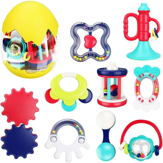 Heguyey - Baby Teether Set 9 Piece Natural Freezer Teething Toy