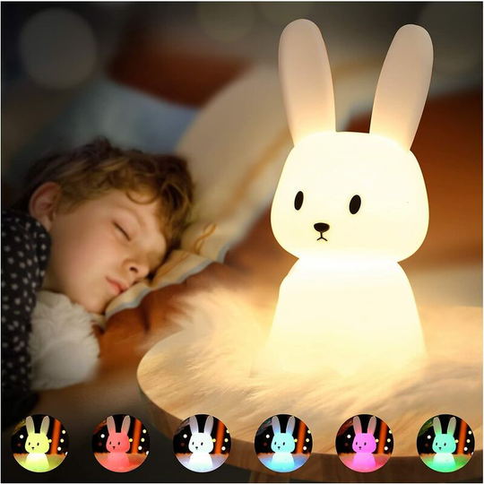 Rabbit Night Light Baby Touch 7 Colors -usb Rechargeable Can Be Timed Night Light Child Deco Lamp For Decoration Christmas Kid Room Birthday Gift