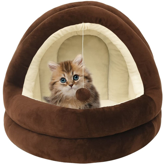Cat Bed 40x40x35 cm Brown and Cream