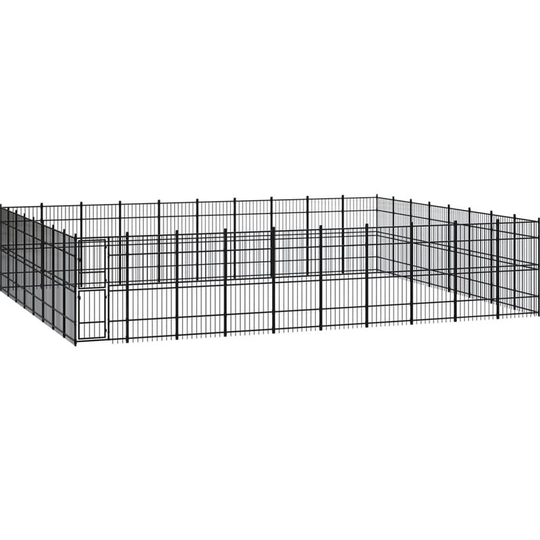 Outdoor Dog Kennel Steel 73.73 m² Vidaxl Black