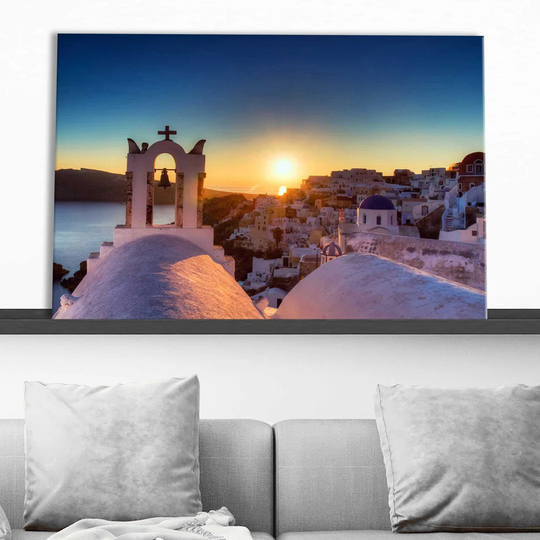 Village of Oia, Santorini - Wrapped Canvas Photograph Print on Paper