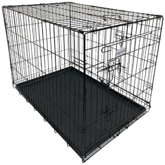 Dog Cage with Plastic Tray - Black - X-Small - Hugglepets