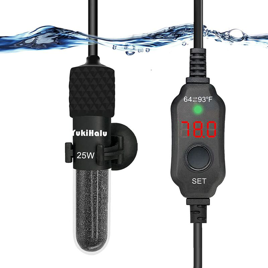 Small Submersible Aquarium Heater, Mini Fish Tank Heater 25W 50W 100W 200W with Built-in Thermometer, External Temperature Controller, LED Display,