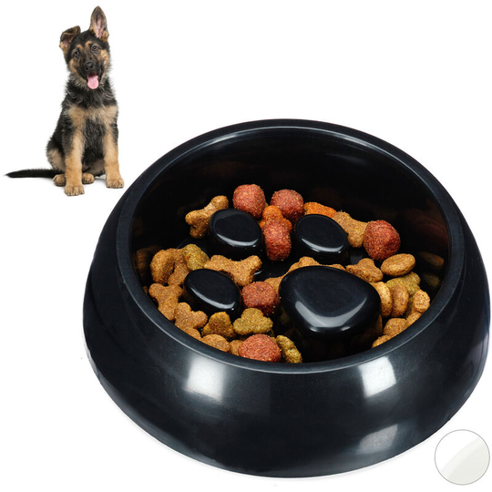 Relaxdays - Foraging Feeding Bowl for Slow Eating, Cats & Dogs, Bloat Stop Dish, Dishwasher-Safe, Black