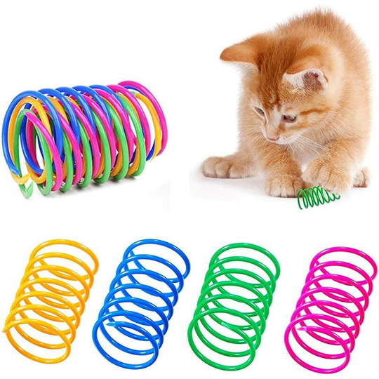 Cat Toy Spring 20 Pieces Colorful Spring Cat Toy Interactive Cat Toy Durable Interactive Plastic Spiral Springs Toy for Kittens Tapping, Biting,