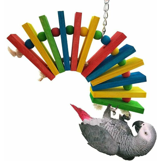Colorful wooden bird toy,