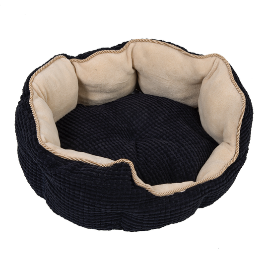 Cozy Kingdom Snuggle Bed - Black / Beige - 75 x 60 x 25 cm (L x W x H)