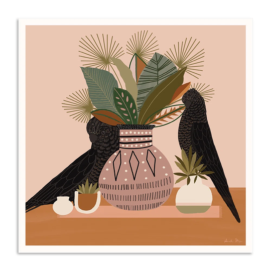 Black Cockatoos by Amanda Skye-Mulder - Painting