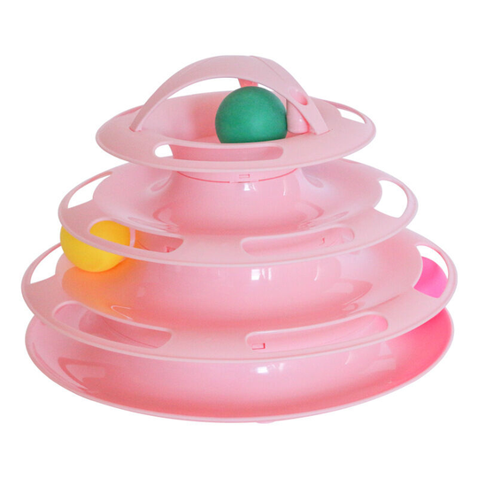 2 in 1 Cat Toy, 4 Layer Cat Maze Toy, Cat & Kitten Ball Toy, Cat Play Diaper Toy, Cat Toy, Interactive Cat Toy, Cat Supplies (Pink)