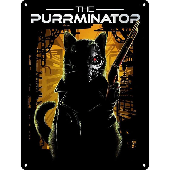 The Purrminator Plaque (One Size) (Black/Yellow/Green) - Black/Yellow/Green - Grindstore