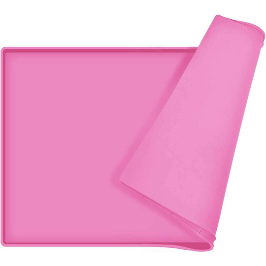 Dog Food Mat, Silicone Waterproof Dog Cat Food Tray, Non Slip Pet Bowl Mats Place mat,Pink