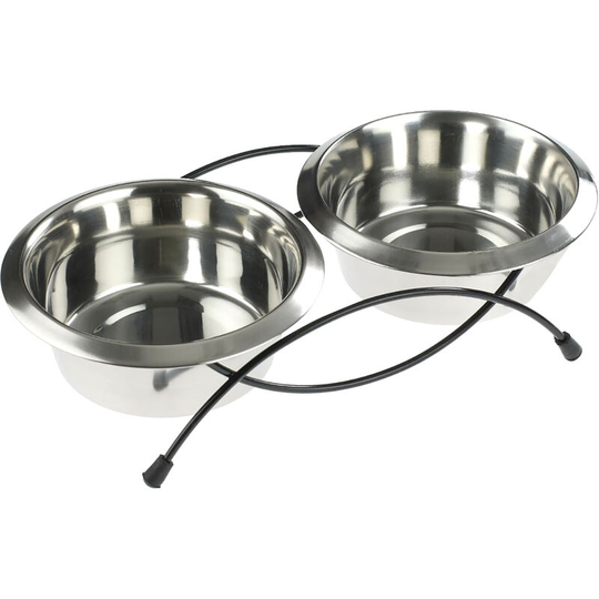 Twin Feed Dishes (2 x 950ml) (Silver) - Silver - Classic