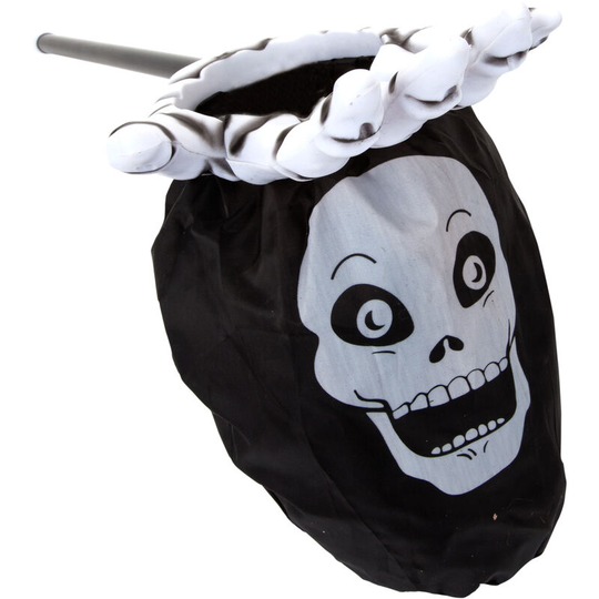 VFM - Trick or Treat Bag - Candy Bag on Stick, Loot Bag, Halloween Bag, Skull Design, Halloween Costume Accessories, Scary Party Supplies, - Skull