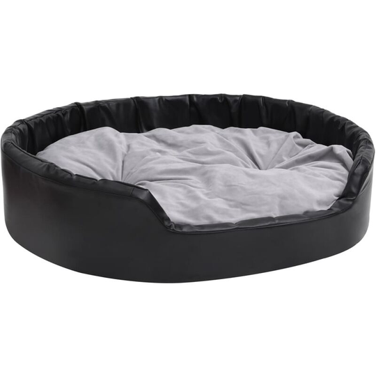 Dog Bed Black and Grey 99x89x21 cm Plush and Faux Leather Vidaxl Black