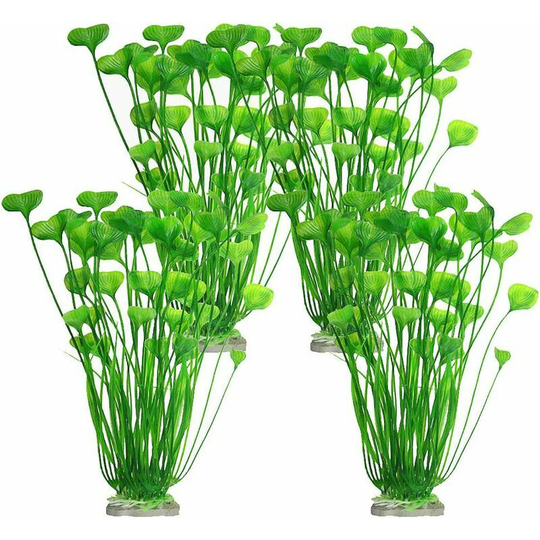 Aquarium Decorations Plants, 4 Pcs Artificial Fish Tank Plants 40cm Large Plastic Aquatic Green Plant Fake Water Grass for Fish Tank Aquarium Decor