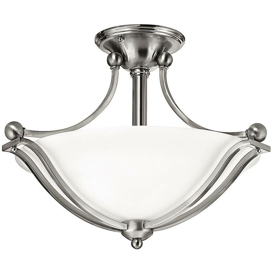 Elstead Bolla - 2 Light Semi Flush Ceiling Light Brushed Nickel, E27