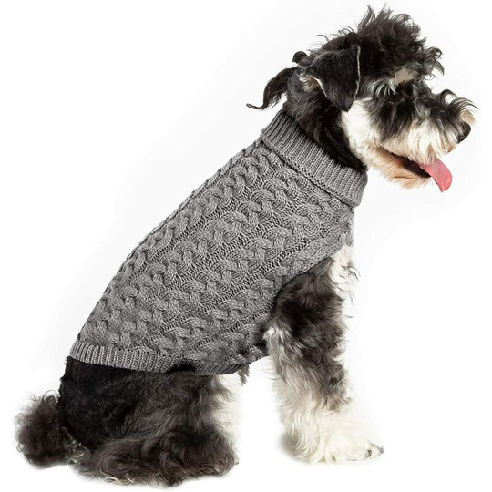 Crochet Knitted Dog Sweater Dog Vest Winter Sweater for Dogs Puppy Clothes Warm Soft Sweater Knitwear for Small Dogs - Gray m