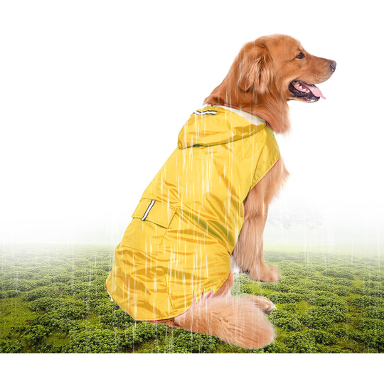 6XL Reflective Pet Dog Rain Coat Raincoat Rainwear with Leash Hole for Medium Large Dogs - Yellow 6XL
