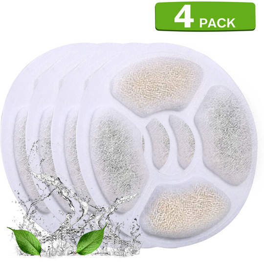Cat Water Fountain Filters Replacement Filters for 84oz/2.5L Round Filter Space Automatic Pet Water Fountain 4pcs 3 Filtration System
