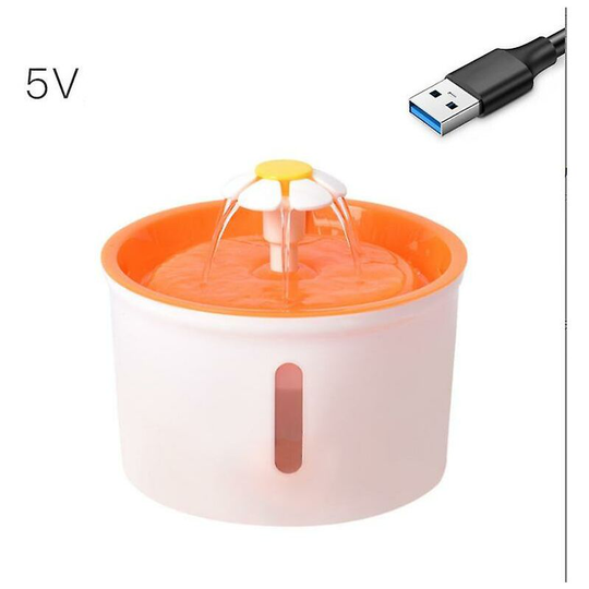 Sun Flowergb - Cat and Dog Fountain 1.6l Silent Cat Fountain with Activated Carbon Filter (Orange)