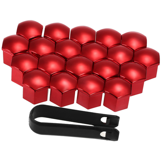 20pcs Universal 17mm Wheel Nut Covers Lug Nut Caps Screw Protector, Red - Red