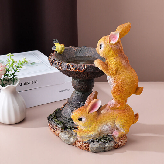 Benobby Kids - Handmade Garden Statue Animal Solar Rabbit Garden Statue with Light