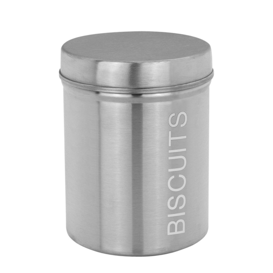 Metal Biscuit Bin Kitchen Canister Canisters Kitchen Food Storage Silver