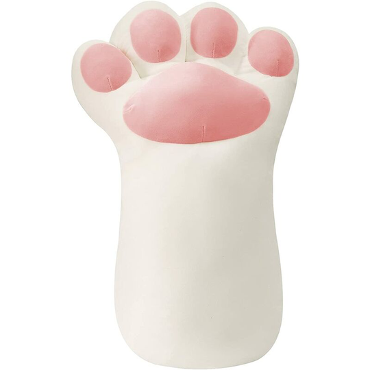 Lovely Plush Cat Paw Shape Stuffed Kitten Pillow Stuffed Cotton Soft Pillow Long Throw Sleeping Pillow Doll Toy for Home Decor 21.65 inch White