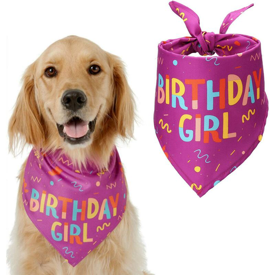 Dog Bandana for Birthday, Dog Cat Scarves Adjustable Triangle Scarf Pet Decoration Bib Small Medium Large Dogs (Purple) Soekavia