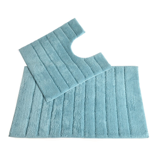 (Duckegg) Allure Linear Rib 2pc Cotton Bath & Pedestal Mat Set