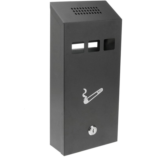 Primematik - Wall mounted ashtray for outdoor of black metal 147 x 60 x 324 mm