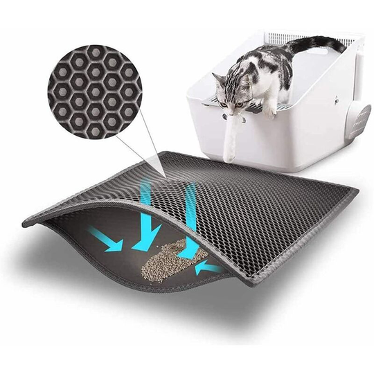 Non-toxic waterproof cat litter mat EVA double design honeycomb cat litter mat, s (40 * 50cm) black