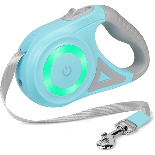 Bobin Retractable Dog Leash with Light, Walking Leashes for 16ft Dog or Cat, Non-Slip Handle for Dog Leash Green