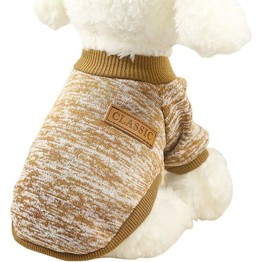 Pet Dog Clothes Dog Sweater Soft Thickening Warm Pup Dogs Shirt Winter Puppy Sweater for Dogs(Khaki,Small)