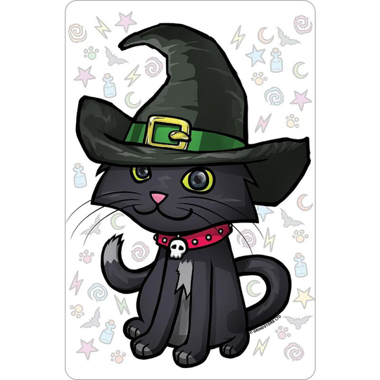 Witches Kitten Halloween Plaque (One Size) (White/Grey) - White/Grey - Greet Tin Card