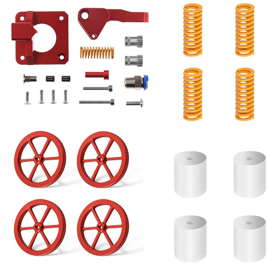 Two Trees - All Metal Feeder Extruder Frame and 4PCS Hand Twist Leveling Nut 4PCS Silicone Columns with 4PCS Heated Bed Springs for Creality