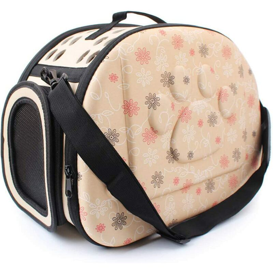 Carrycot Dog Cat Rabbit Breathable Dismountable Washable Foldable Oxford (Beige)