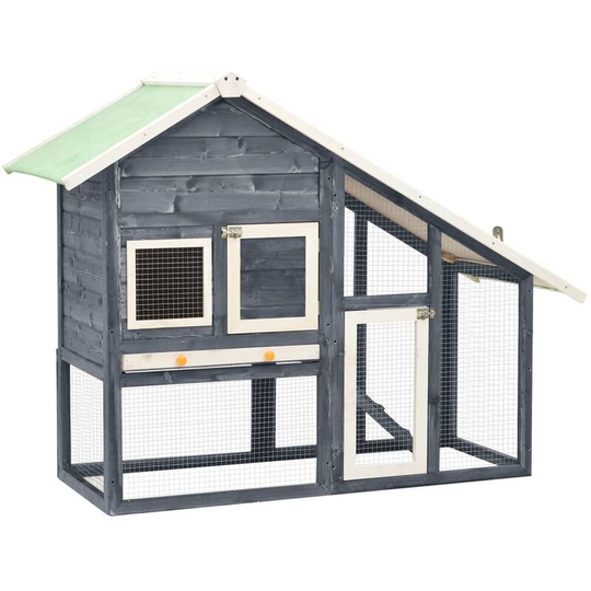 Topdeal - Rabbit Hutch Grey and White 140x63x120 cm Solid Firwood FF170869_UK