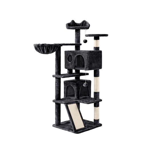 55'H Cat Tree Tower Kitten Tree for Kittens/Small Cats,Black - black - Yaheetech