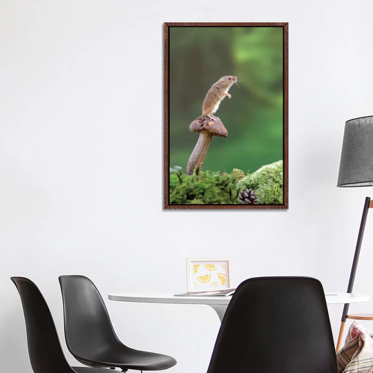 On the Lookout Harvest Mouse by Dean Mason - Photograph Print on Canvas