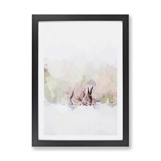 Rabbit Grazing - Picture Frame Painting Print on Paper