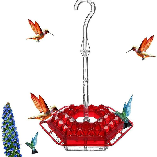 Perle Rare - Hummingbird Feeder-Feeder with 30 Feeders for Outdoors - Hanging Bird Feeder with Perch and Built-in Ant Hollow - Lightweight Feeder for