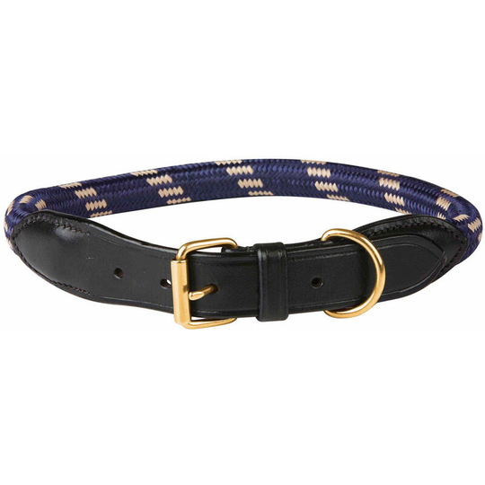 Rope Leather Dog Collar (m) (Navy/Brown) - Navy/Brown - Weatherbeeta